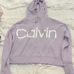 Calvin Klein lavender cropped hoodie. Size Small